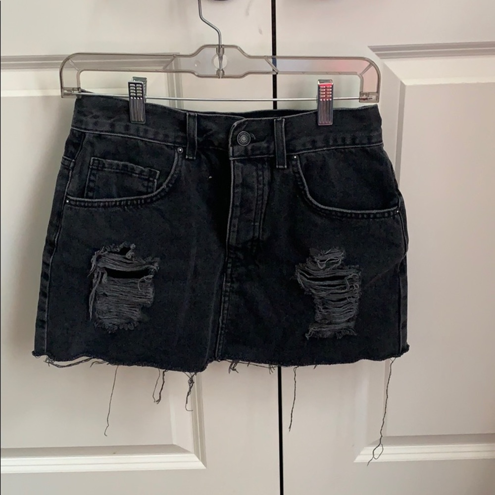 Ripped black jean skirt